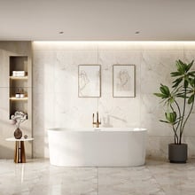 Vermont Gloss White Oval Acrylic Freestanding Bath & Wall Mixer Set